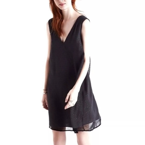 Madewell Dress Womens 6 Black Nightshine Silk Chiffon Party Blacktie Metallic - Picture 3 of 9